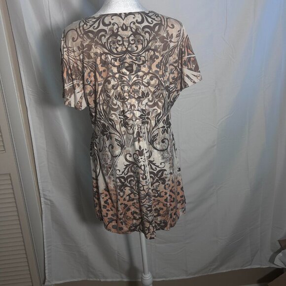 Aptt. 9 Top Size 1X Brown Cream Tan - Picture 3 of 6